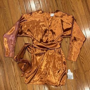 ASOS Metallic Copper Wrap Dress